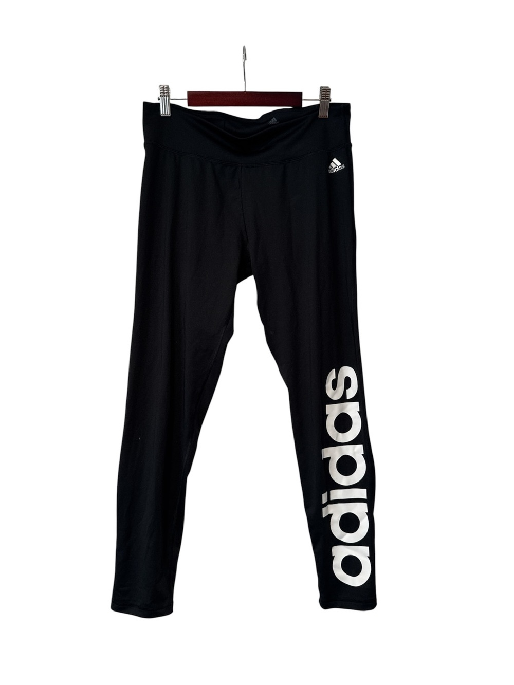 adidas Climalite Black Leggings with White Side Logo